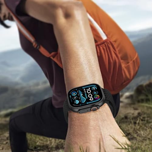 ZORBES® Compatible with Apple Watch Fashion Nylon Wrist Band for 49mm/ 46mm/ 45mm /44mm /42mm, Lightweight Outdoor Sporty Nylon Braided Unisex Black Watch Band, for iWatch 3-10 SE Ultra/Ultra 2