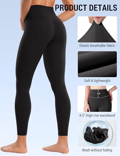 Venzina® Women's Legging Yoga Pants, Fashion Stretchy Taceless Sport Leggings, Tummy Control & Butt Lifting, 7/8 Length High-Waisted Leggings for Yoga, Workout, Running, Jogging, Black-XXL