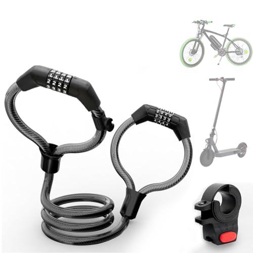 STHIRA® 41 inches Cable Lock 4-Digital Combination Cable Lock Rugged Braided Steel Cable Lock Keyless Bike Wheel Lock Cable Lock for Scooter, Motorcycle, Bike