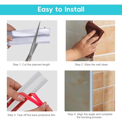 HASTHIP® 9.84ft Wall Molding Trim Waterproof L-Corner Self-Adhesive PVC Guard Cuttable Customized 3 PCS