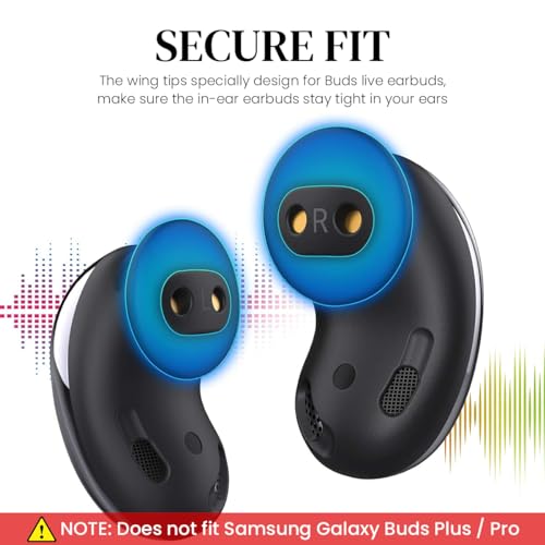 Verilux® 6 Pairs Earbud Tips for Galaxy Buds Live Protective Silicone Eartips Adapter Ear Wing Replacement Non-Slip Sound Leakproof Cover Accessories SL 2PCS