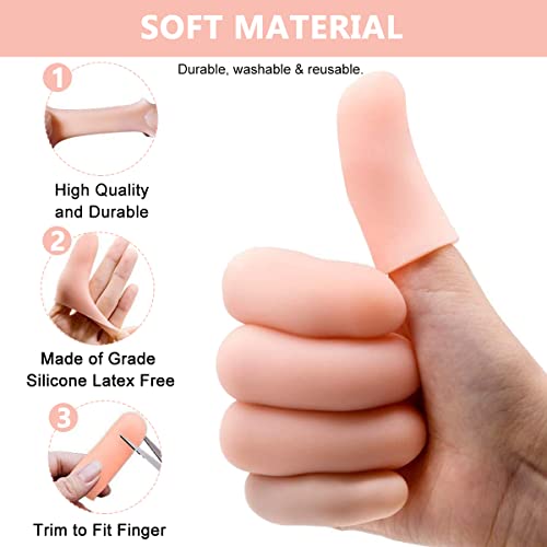 MAYCREATE® 10pcs Finger Protection Gel Finger Support Protector Gloves Gel Cots Covers for Trigger Hand Eczema Cracking Arthritis Apricot one size X 2