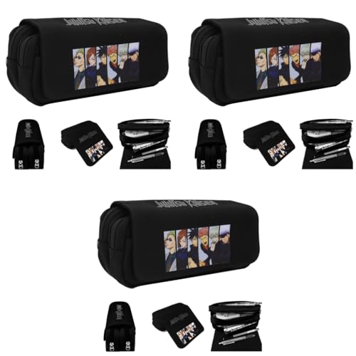 FANCYKU® Jujutsu Kaisen Polyester Pencil Case Anime Pencil Pouch Cartoon Prints Pen Pouch Large Capacity Pu Pencil Bag Stationery Organizer Students Gift Children's Day Gift School X 3