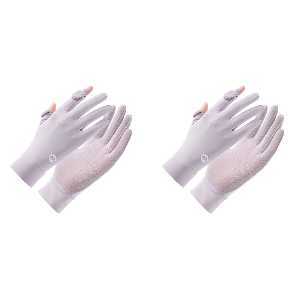 SANNIDHI Hand Gloves for Women with UPF 50+ Sun Protection featuring Ice Cool Mesh | Purple 2PCS