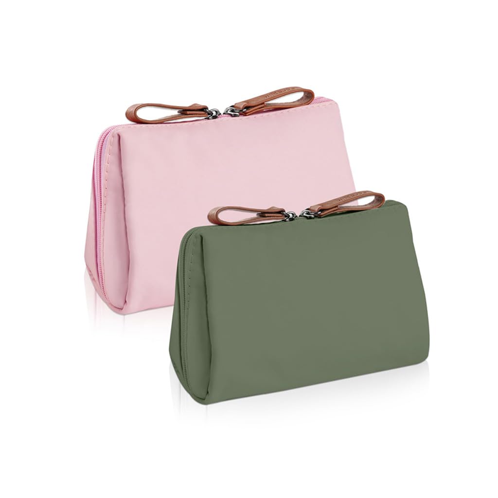 MAYCREATE Makeup Pouch Bag Set for Travel with Dual Zipper and Inner Pockets | Waterproof Polyester 2Pcs 18x14x5cm