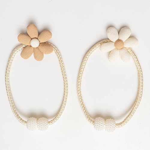 HASTHIP® 2pcs Curtain Ties Flower Curtain Buckles Clips Cute Flower Ties Decorative Rope for Bedroom Window Treatment ﻿
