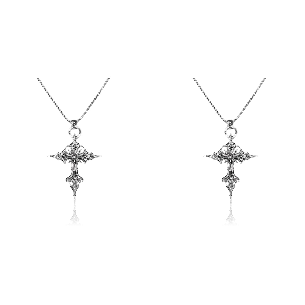 SANNIDHI Vintage Gothic Cross Skull Pendant Necklace featuring Punk Y2K Style | 2PCS Gift for Men and Women