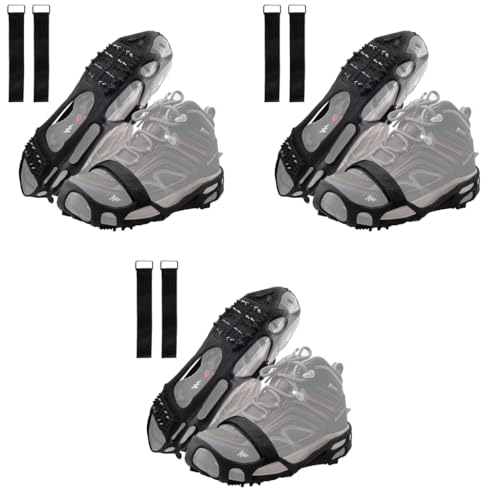 Proberos® Anti-Slip Ice Cleats for Shoes 24 Manganese Steel Spikes with Adjustable Straps Trekking Hiking Winter Snow Grips Outdoor Walking Mountain Climbing Size M 28x11cm 3PCS