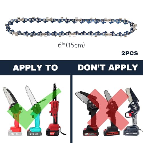 HASTHIP® 4PCS Chainsaw Saw Chain 6 Inches with Guide Rail Universal for Wood Cutting Tree Pruning