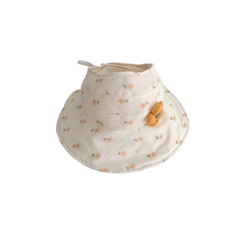 SNOWIE SOFT® Baby Sun Hat for Toddler Girls Aged 1-5 Years Old Wide Brim Sun Visor Hat Adjsutable Sun Cap Sweetly Stylish Floral Beach Hat UV Protection Outdoor Travel Hat Baby Shower Gift, Organge