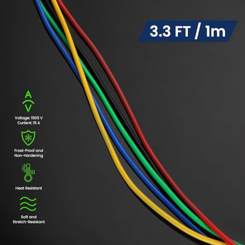 Serplex® 5PCS Crocodile Clip Wires 15A Test Lead Wire Cable With Insulators 3.3 Ft 1M Alligator Dual Ended For Electrical Testing Multicolor