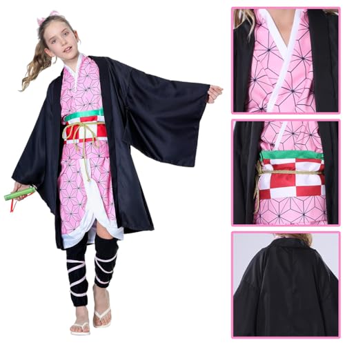 PATPAT® Cosplay Kamado Nezuko Costume for Kids Anime Demon Slayer Cosplay Costume Kamado Nezuko Costume Halloween Costume Nezuko Cosplay Costume for Girls, Size 110cm