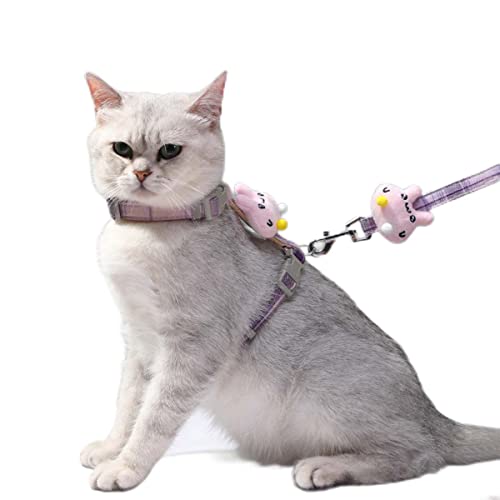 Qpets® Cat Harness with Leash, Outdoor Cat Leash with Harness with Quick Release Buckle Adjustable for Small Medium Cats, Lightweight Soft Walking Travel Petsafe Harness(Size: S)