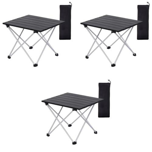 Proberos® Camping Table Foldable with Portable Bag Ultralight Camp Folding Side Aluminum Picnic Great for Backpacks Beach Tailgate Boat Small 3 PCS