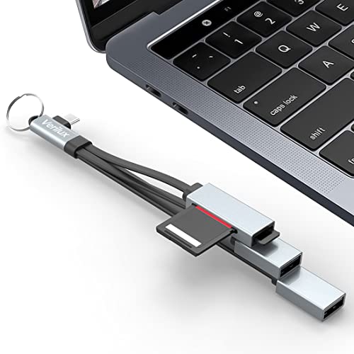 Verilux® USB C OTG Adapter,Portable USB Type C Hub,USB C Splitter with USB3.0/2.0 Ports,SD/TF Card Slot for MacBook, Mac Pro, Mac Mini, iMac, Surface Pro, XPS, PC, Flash Drive, More USB C Devices