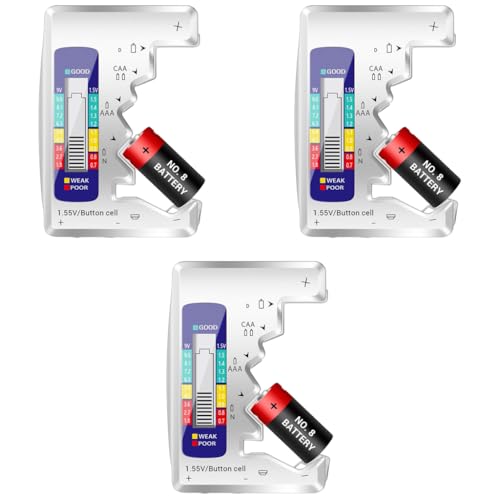 Serplex® Battery Tester Checker Digital Capacity Level for AAA AA 9V C D N 1.5V Button Mini Batteries Accurate Cell Power (Not For Rechargeable) 3 PCS