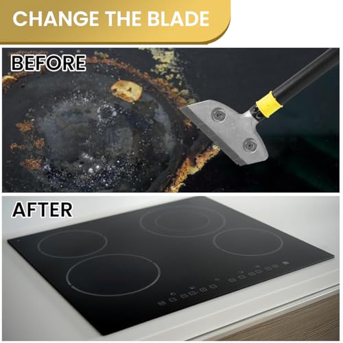 HASTHIP Blade Scraper Floor and Wall Scraper 23.6 Inches Long Handle Cleaning Scraper with 10Pcs Replacement Razor Blades Heavy Duty Aluminum Alloy Cleaning Scraper for Wall, Glass, Tiles