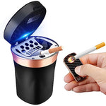 STHIRA® Car Ashtray, LED Car Ashtray with Electronic Cigarette Lighter Solar Powered/USB Rechargeable Car Ashtray with Flameless Lighter Car Ashtray Cup for Most Car Cup Holder Home Office, Black