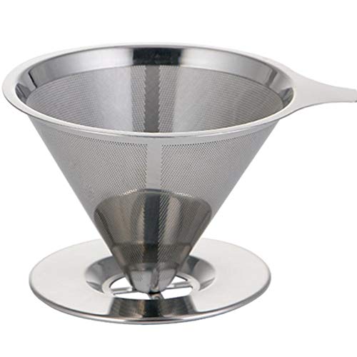 HASTHIP Pour Over Coffee Dripper with Dual Filter Mesh for 1-6 Cup Brewing | Stainless Steel Reusable Cone