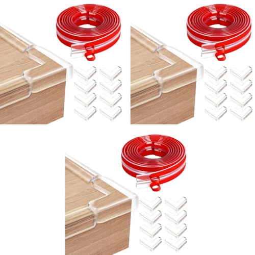 SNOWIE SOFT® 6.6ft Edge Banding 24PCS Corner Protectors Self-Adhesive Clear L-Shaped Table Trim Child Safety Cushioning Guards Cuttable Furniture Sharp Edge Banding