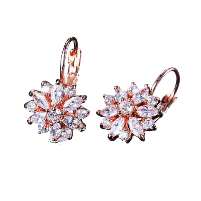 ZIBUYU® Platinum Plated Small Hoops Earrings and Dangling Flowers Earrings for Women Gift