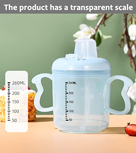 SNOWIE SOFT® @ Toddler Water Bottle with Ears Foodgrade PP Cup Drinking Cup with Silicone Straw Heat Resistant Water Cup Milkpowder Bottle with Calibrated Scale 260ml Heat Resistant Microwave Use