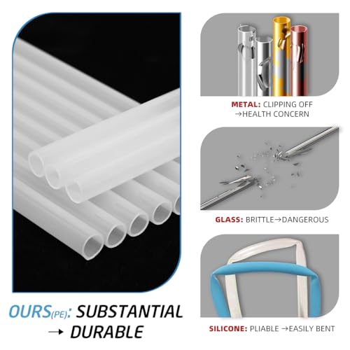 HASTHIP® 4 Pack Reusable Food PE Straw Set Replacement for 40 oz Simple Modern Tumbler with Handle Cleaning Brush Cup Accessories Frosted White 3 PCS