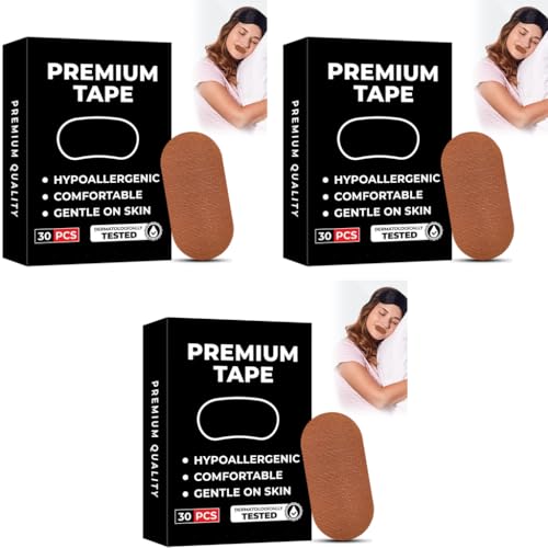 ZIBUYU® 30-Count Anti-Snore Mouth Tape Mute Snoring for Mouth Breathing Sleep Improves Abnormalities Safe Adhesive Pre-cut for Kids Adults Beige 3PCS