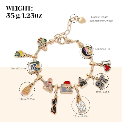 SANNIDHI® Taylor Charm Bracelet for Women Taylor Swift Merchandise Golden for Teen Girls Fashion 1988 TS Enamel Charms Album Inspired Friendship Bracelets Music Lover Jewellery Gift 3PCS