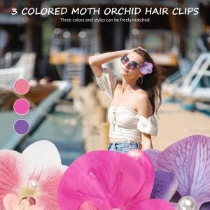 Venzina Flower Hair Clips for Women featuring 3 Pcs Orchid Design with Metal Clasps | Stylish Barrettes for Everyday and Party Hairstyles