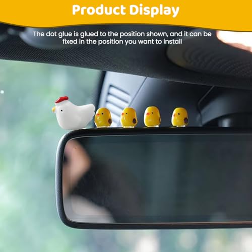 STHIRA® 18PCS Cartoon Car Charm Set Miniature Dashboard 0.4 Inch Cute Mini Resin White Hen 5 Yellow Chicks Adhesive Upholstery Versatile Home Desk Decor