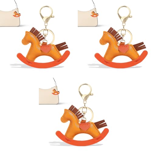 SANNIDHI® Bag Charm Brown Horse for Handbags Cute Little Pony Keychain Backpack Handbag Gift for Girls Women 3 PCS