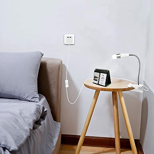 ELEPHANTBOAT® E27 Clamp Incandescent Light Holder With Metal Clip 360 Flexible Gooseneck And Switch Bulb Plug Socket Desk Base White 3PCS