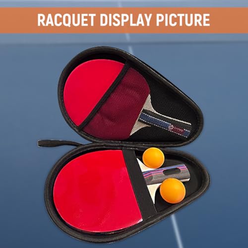 Proberos® Ping Pong Racket Bag for 2 Rackets 2 Balls Hard Shell Waterproof Zipper with Hand Strap Anti-Scratch Table Tennis Paddle Case Storage 28x18cm 2PCS