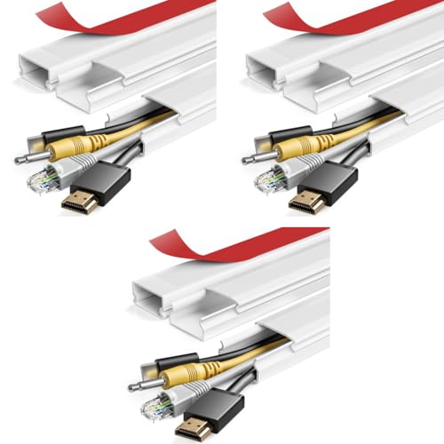 Serplex® 9PCS Cord Hider 15.7 Inches Connectable Cable Cover for Wall, Sliding Raceway, Wire Hider for TV, White