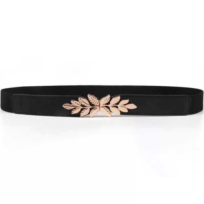 ZIBUYU® Chic Waist Belt for Women Decorative Dress Waist Belt Slim Waist Belt Metal Interlock Buckle Design Adjustable Stretchy Fashion Waist Belt for Shirt, Fitted Blazer