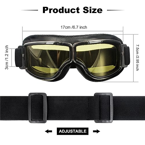 Proberos® Motorcycle Bike Goggles Yellow Windproof ATV Sunglasses Dustproof Racing Scratch Resistant Ski Protective Safety Glasses 2PCS