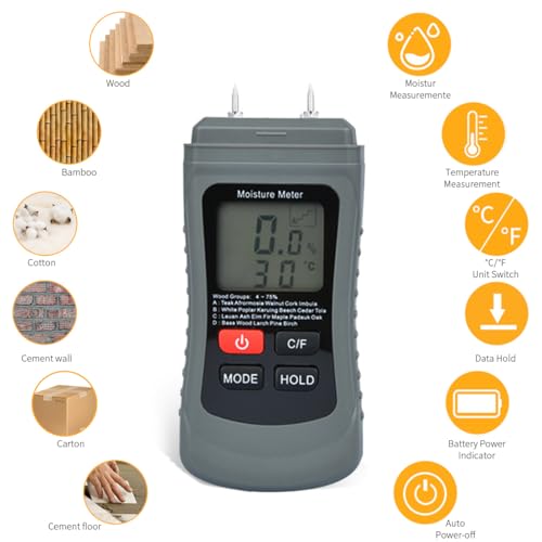 Serplex® Wood Moisture Meter For Firewood Two-Pin LCD Digital For Lumber Woodworking Humidity Battery Operated NOT Included 2PCS