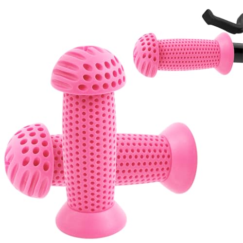 Proberos® Kids Bike Handle Grip 3.9 inches Soft Silicone Grip Sleeve Cover Porous Silicone Anti-slip Grip Universal Children's Bicycle Grips for Scooter, Tricycle, Children's Balance Bike, Pink