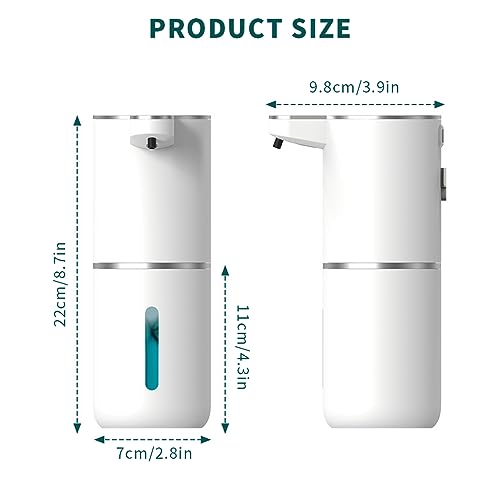 HANNEA® Auto Foaming Soap Dispenser for Bathroom, 380ml Automatic Soap Foamer Dispenser No-Touch Rechargeable Wall Mount Soap Foam Dispenser Hand Wash Handwash for Kitchen Office Public Area