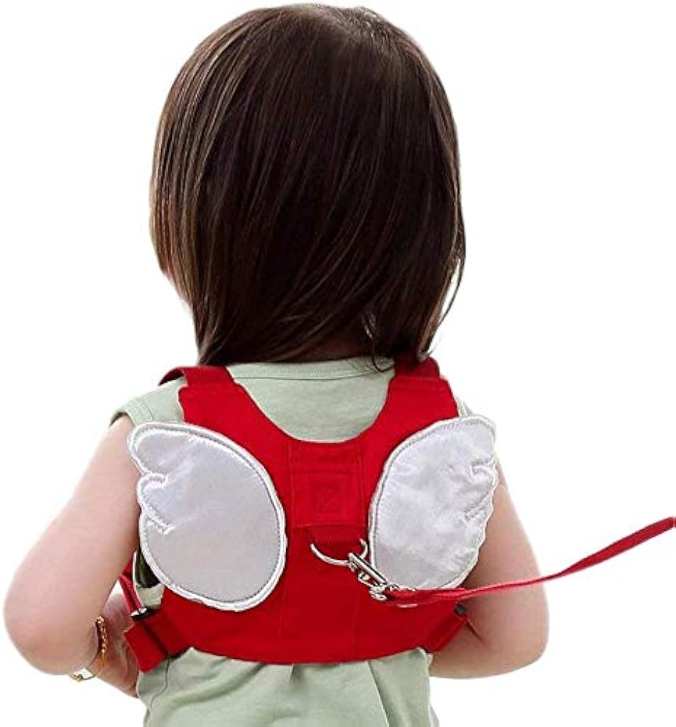 SNOWIE SOFT® Baby Safety Walking Harness; Child Toddler Anti-Lost Belt Harness Reins with Leash Kids Assistant Strap Angel Wings Travel Haress for 1-8 Years Boys and Girls (Red)