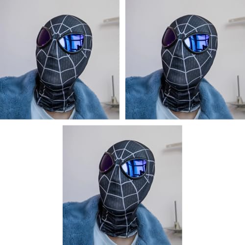 FANCYKU® 3D Spider Mask Cosplay Costumes Superhero Lenses Costume for Adult Kids Role Play Masks Halloween Christmas Masquerade Black White 3PCS