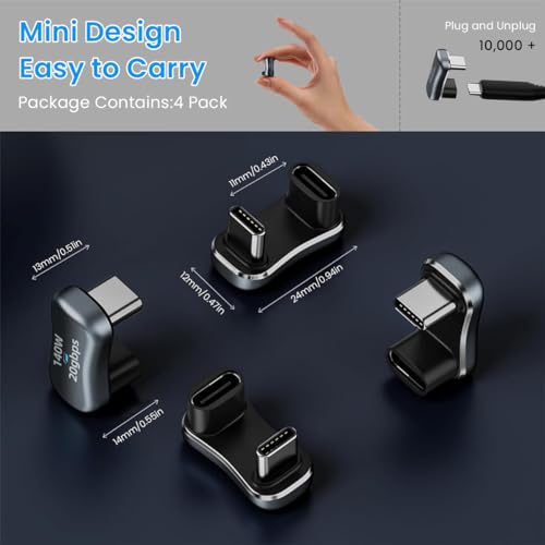 Verilux® USB C Adapter Type Male to Female 140W Fast Charging Support 4K 60Hz Data Sync Compatible for Phone MacBook Pro Air Steam Deck 3PCS