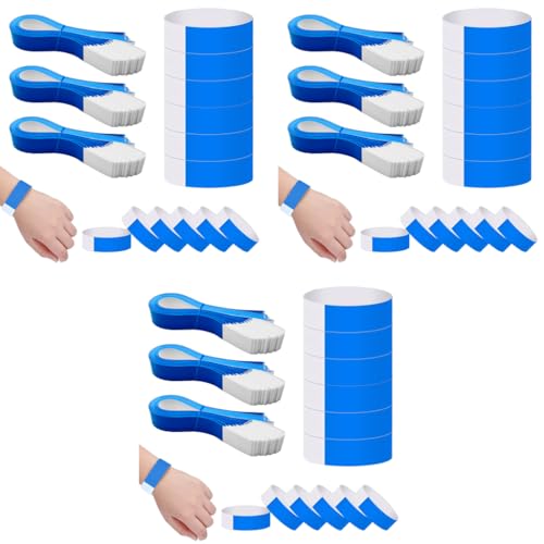 HASTHIP® 300 Pack Paper Wristbands Arm Bands for Events Neon Wrist Bands, Lightweight Colored Wristbands Concert Party Wristbands Party Waterproof Hand Bands, Blue 3 PCS