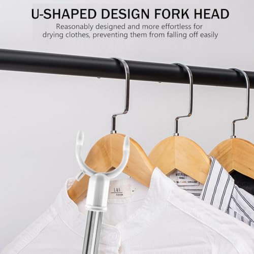 HASTHIP® Retractable Clothesline Pole 32.6-56.2 Inch Telescopic Laundry Hanging Rod Zinc Alloy Prongs Suitable for Indoor and Outdoor Use 3PCS