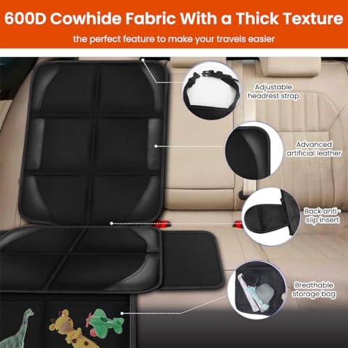 STHIRA® Car Seat Cover Protector Anti Slip Waterproof Liner for Baby and Toddler Seat for Car 3 Side Storage Pouches Durable and Easy to Clean Cushion Universal Fit 3PCS