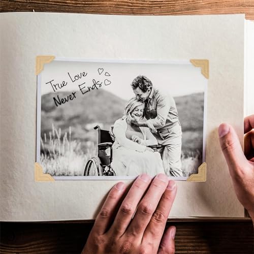 HASTHIP® 10 Sheets Photo Corner Stickers Self Adhesive Beige Paper Mounts for Scrapbooking Album Instant Camera Kraft 2x2 cm 20PCS