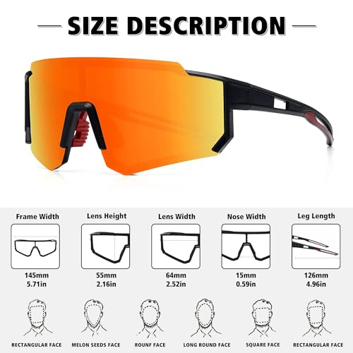 Proberos® Sunglasses Men Polarized Sunglasses for Mens and Womens,Black Retro Sun Glasses Driving Fishing UV Protection Fishing Cycling Mountain Bike Baseball Sunglasses with UV Protection