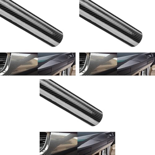 STHIRA® Gloss Carbon Fiber Car Wrap Film Premium Auto Vinyl Sticker UV Resistant Easy Peel Stick Cut-to-Fit for Bike Interior Exterior Durable (30x152 cm) 3 PCS