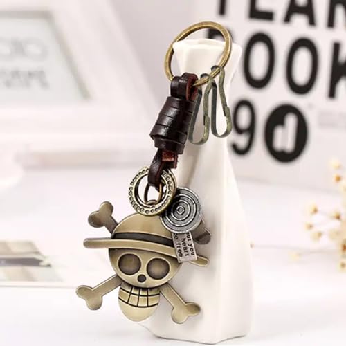 PATPAT® One Piece Keychain with Snap Buckles Alloy Jolly Roger Key Chains for Bikes Antique Steampunk Monkey D. Luffy's Jolly Roger Pendent Keychain One Piece Merchandise Gift for Men